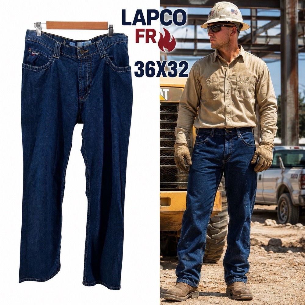 LAPCO FR Men's 36X32 Flame Resistant Work Jeans Denim NFPA 70E ASTM F1506